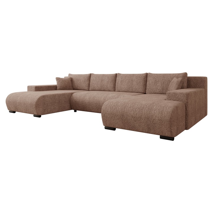 Coltar cu functie de dormit Teromis U, MIRJAN 24, roz, 191x351x80 cm