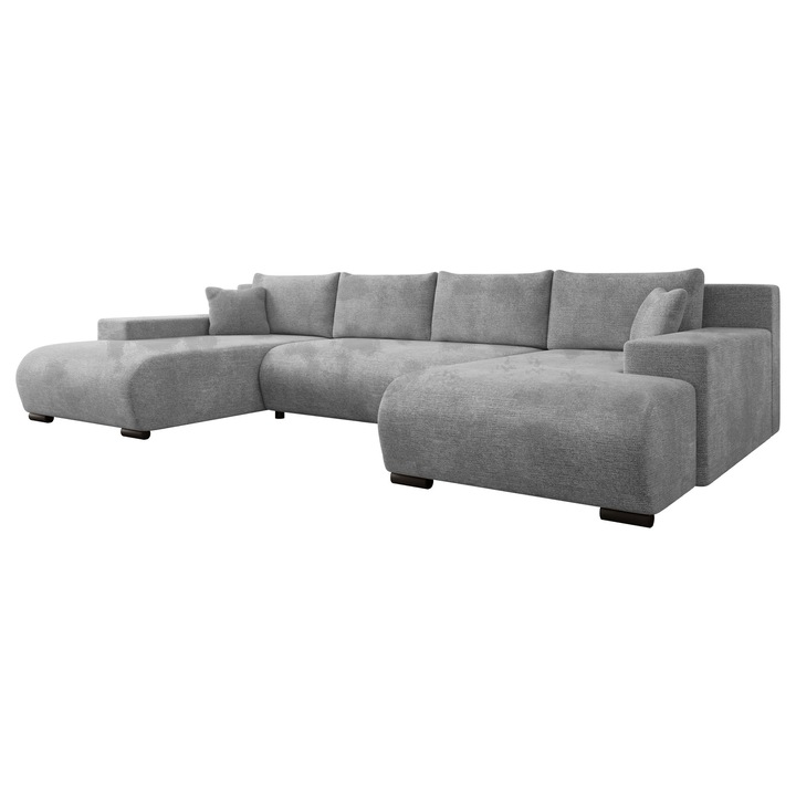 Coltar cu functie de dormit Teromis U, MIRJAN 24, gri deschis, 191x351x80 cm