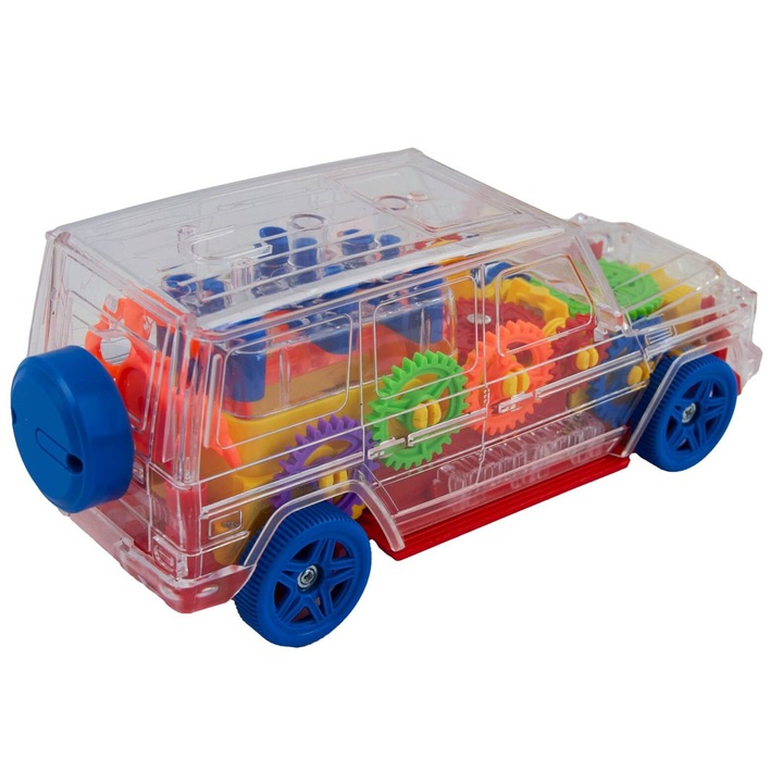 Masinuta terenowa GEAR, efecte luminoase si sonore, transparenta, multicolor, 3 ani+