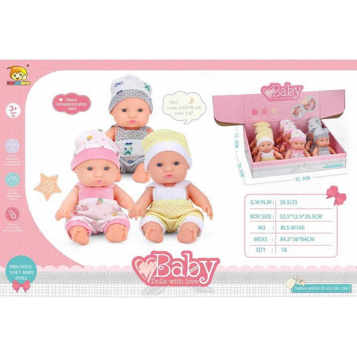 3 darabos babakészlet, 30cm, színes, 3 éves kortól