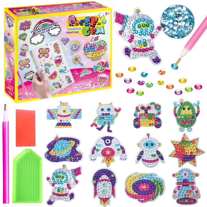 Set Mozaica Diamentina Maksik, 12 imagini, 1000 diamante, 25x20x4,8cm, varsta +6