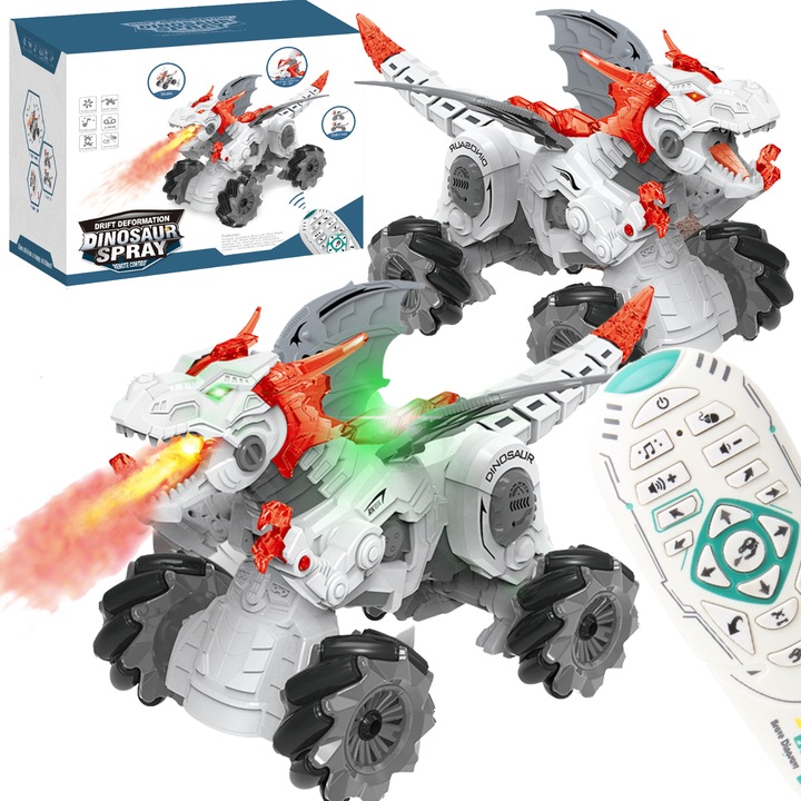 Dinozaur cu efect de foc, Maksik, interactiv, 360°, 24x20x30,5cm