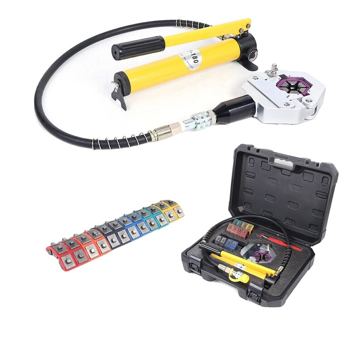 Krimpelő szerszámkészlet, szén, méretek 43x25x12cm, egyenes fogantyú, többfunkciós alkalmazások