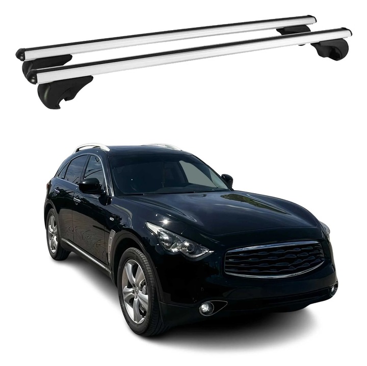 Bare transversale OMAC din aluminiu, 75kg, design aerodinamic, argintii, set 2 piese