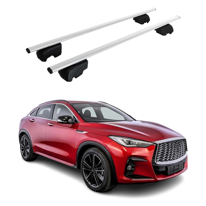Bare transversale, Omac, 75kg, metal, argintiu, set 2 piese, pentru Infiniti QX50 2019-2025
