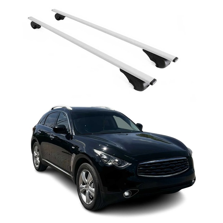 Bare transversale, Omac, 75kg, metalice, argintii, set 2 piese, pentru Infiniti FX 2003-2008