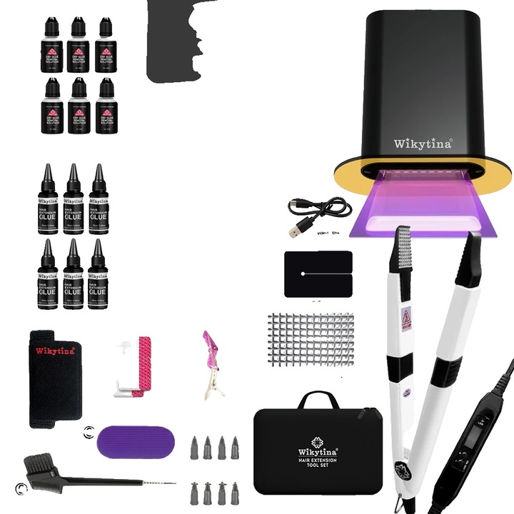 Set unelte extensii de par, control adeziv, sigur si eficient, TOOL-SET-3 WIKYTINA