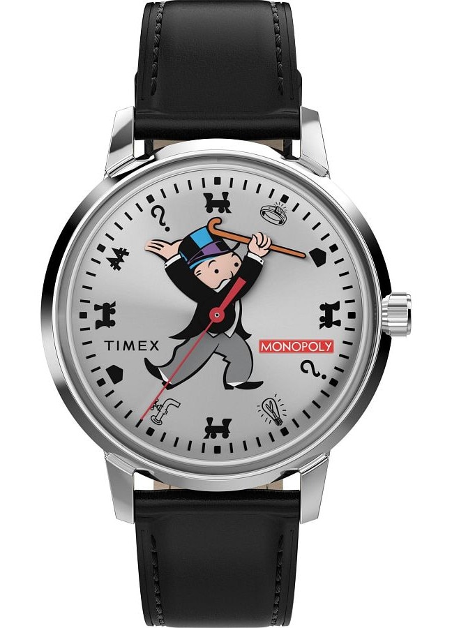 mirinです Ceas barbatesc Timex x Monopoly, 38mm, curea din piele neagra