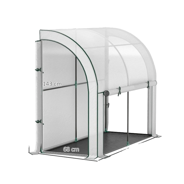 Sera, 200L x 80B x 157H cm, constructie din folie de otel, usa glisanta, ventilatie incrucisata, montare pe perete