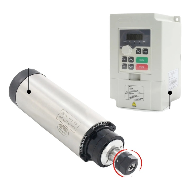 Motor de frezare CNC, 2.2 kW, design racit cu aer, cu VFD alb, 80x230mm