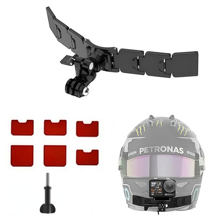 Стойка за камера за каска, черна, регулируем дизайн, въртене на 360 градуса, съвместима с GoPro Hero 12/11/10/9/8/7/5, Yi