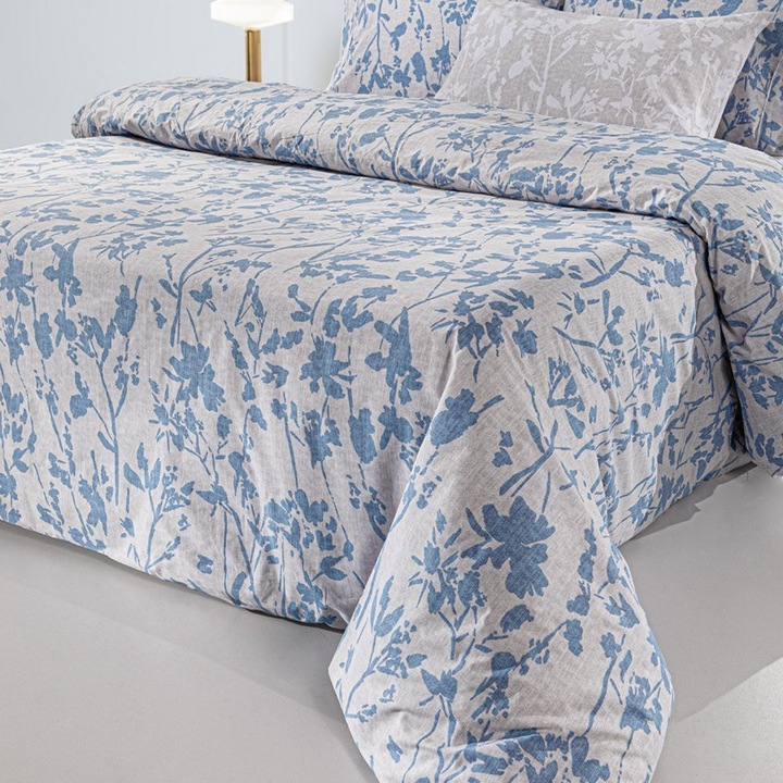 Lenjerie de pat Set 4 piese Guy Laroche, model Sentonia, floral, 100% bumbac, 180x265cm, 240x265cm, 270x265cm