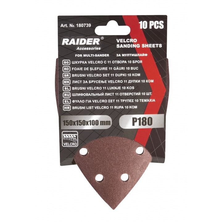 Raider Készlet 10 perforált tépőzáras csiszolólap 150x150x100 mm P 180