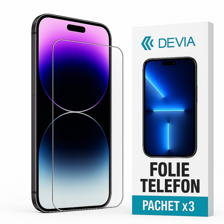 Комплект фолио за дисплей отпред, пакет x3 прозрачни фолиа, съвместими с Oppo Find X2 Neo, Full-Glue, пълно покритие, защита на екрана отпред, Devia