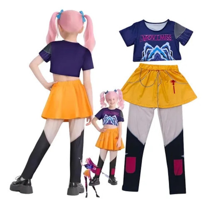 Costum Cosplay KPop Demon Hunters, Mira, multicolor, 11-12 ani, Funny Party Team®