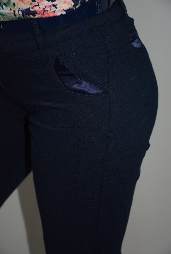 Pantaloni moderni mulati pe corp,D&J Exclusive, Albastru marin