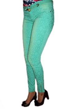 Pantaloni casual cu fermoare la glezne , D&J Exclusive, Turcoaz, 40 Pantaloni casual cu fermoare la glezne , D&J Exclusive, Turcoaz, 40