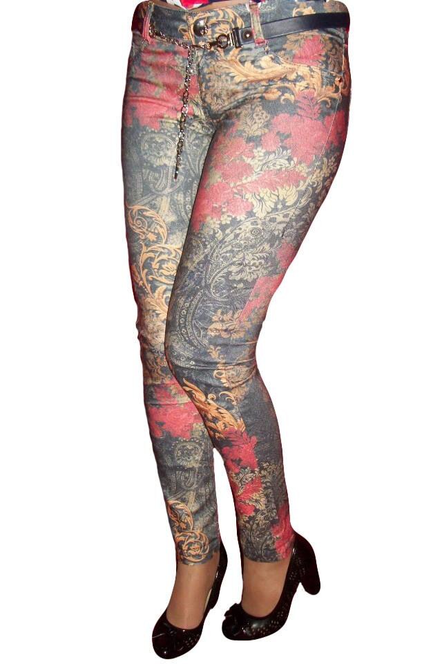 Pantaloni casual cu talie normala si imprimeu modern,D&J Exclusive, Multicolor, 42