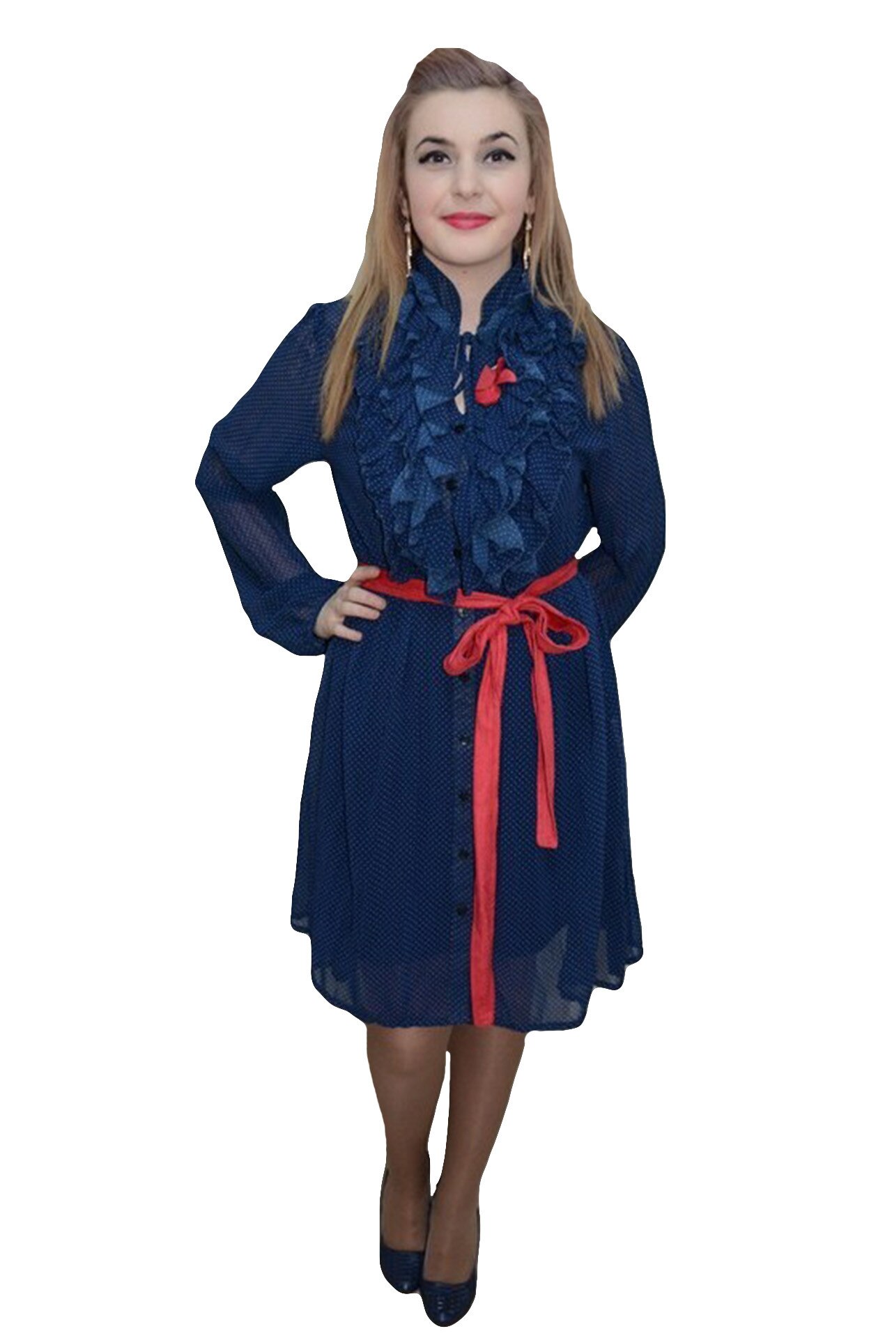 Rochie trendy, design de buline , D&J Exclusive, Albastru marin