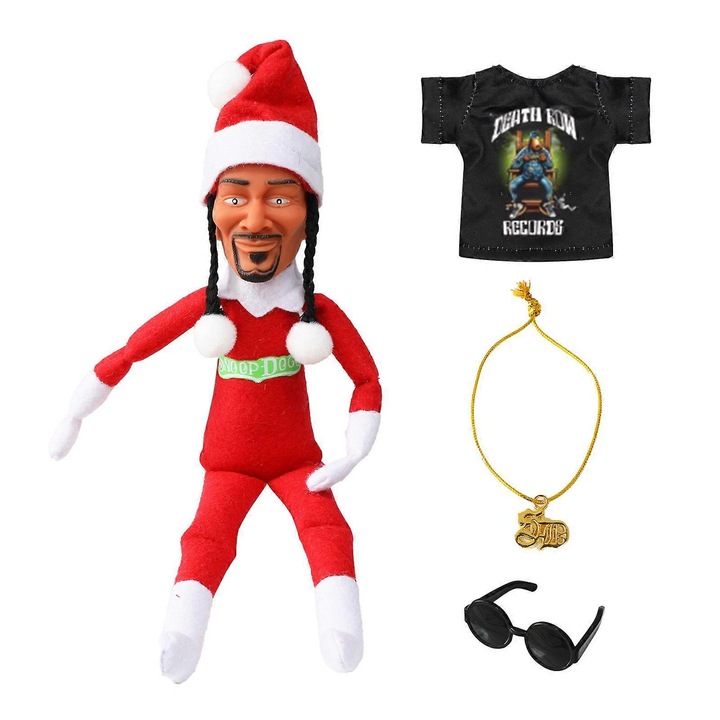 Коледна фигурка, Snoop on the Stoop, уникална декорация, играчка елф, многоцветна, 30x15см