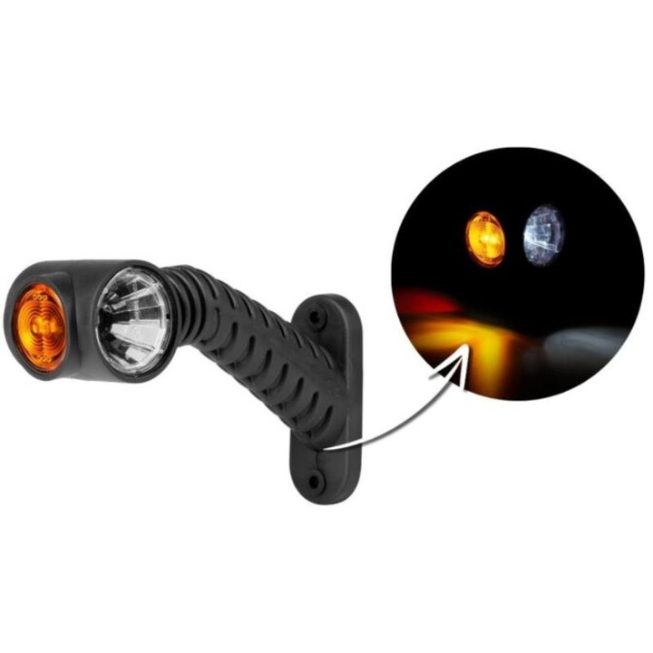 LED сигнална лампа с наклонена стойка, бяло-оранжево-червена, лява, Lamiro