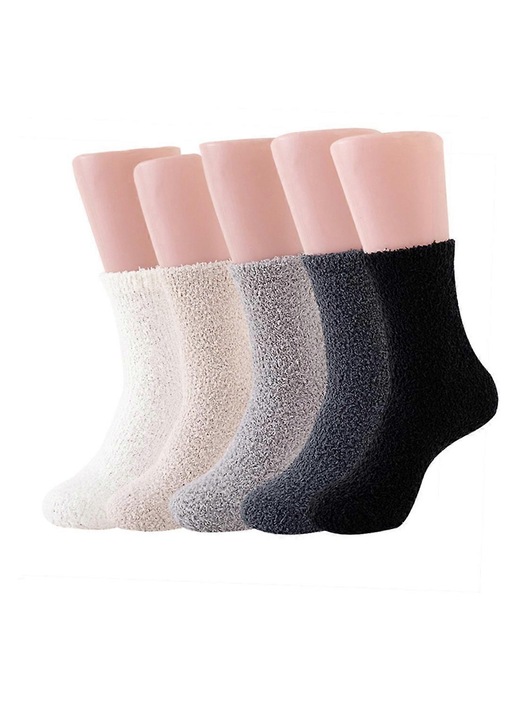Дамски чорапи, 5 чифта, Fuzzy, многоцветни, 37-43