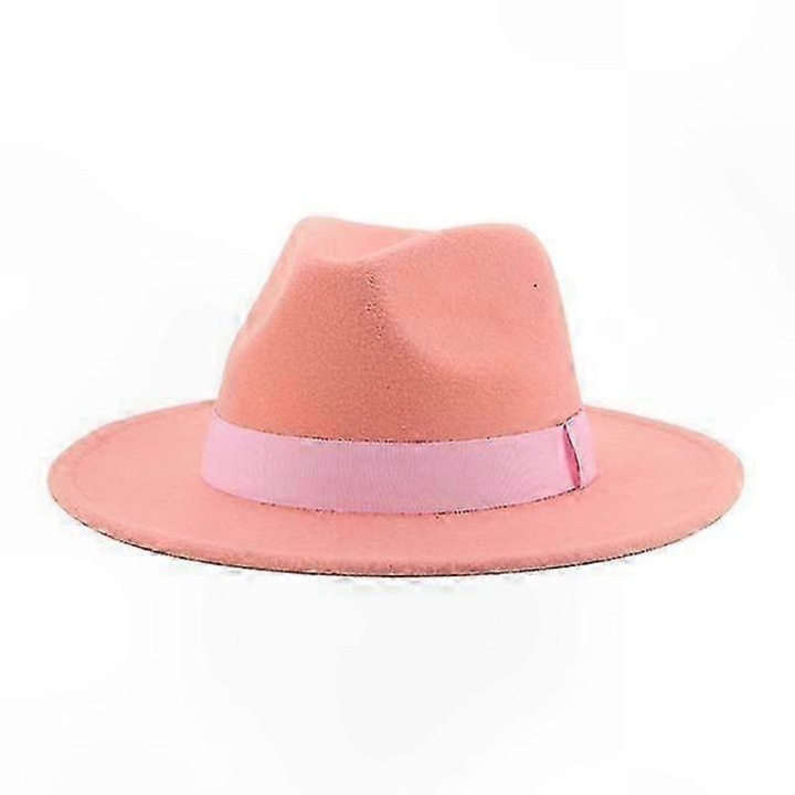 Palarie Fedora clasica, unisex, roz piersiciu, M/L, set pentru iarna
