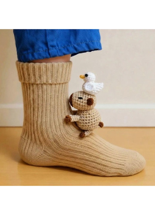 Дамски чорапи, T-Rex, забавен дизайн, универсален размер, многоцветни