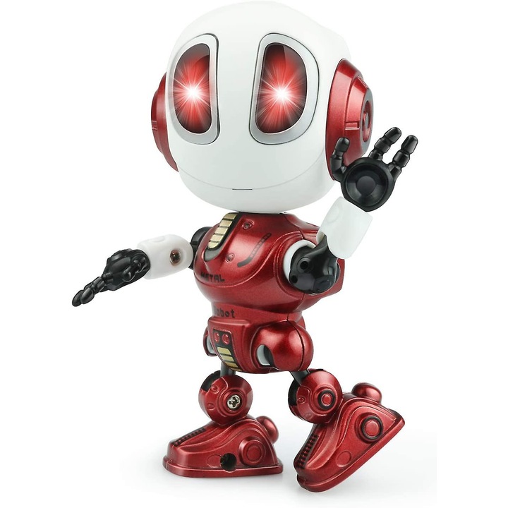 Робот играчка, с метално тяло, въртящ се на 360°, с LED светлини, комплект за деца 3-9 години