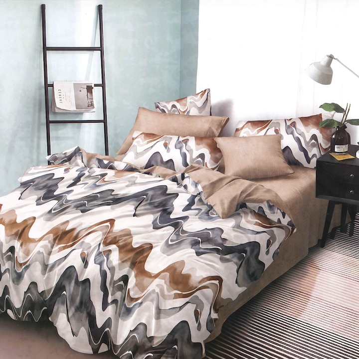 Set lenjerie de pat dublu, Casa Pucioasa, finet, 6 piese, 230x250 cm, multicolor