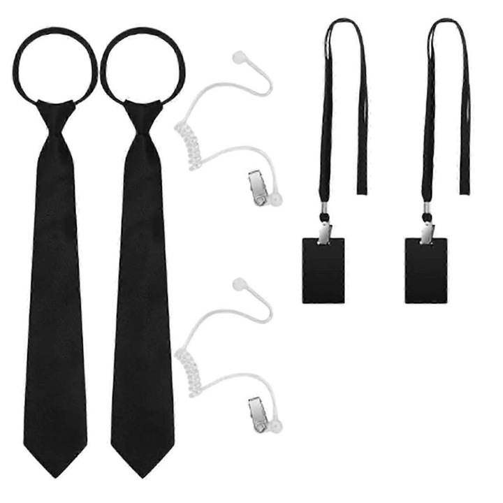 Costum de agent secret pentru copii si adulti, set cu ochelari negri, casca si cravata, accesorii cosplay
