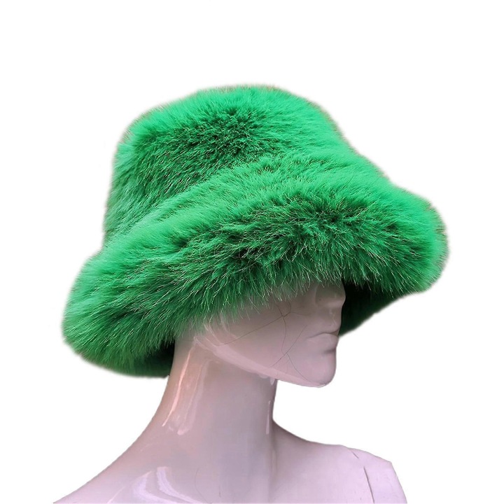 Caciula pentru femei, material blana sintetica, culoare solida, dimensiune 58-60cm, set cu manseta