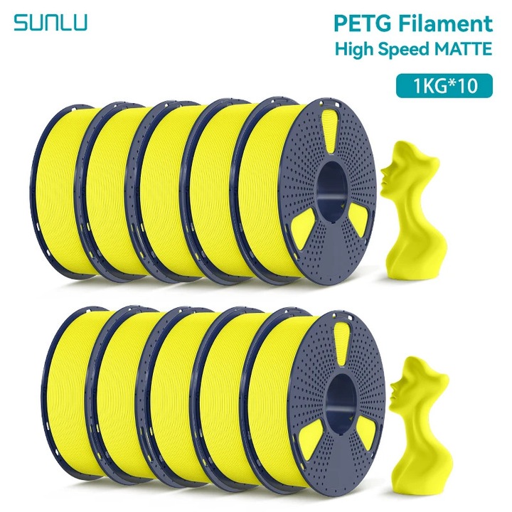 Filament 3D, galben, 1.75mm, viteza de imprimare 600mm/s, finisaj mat ...