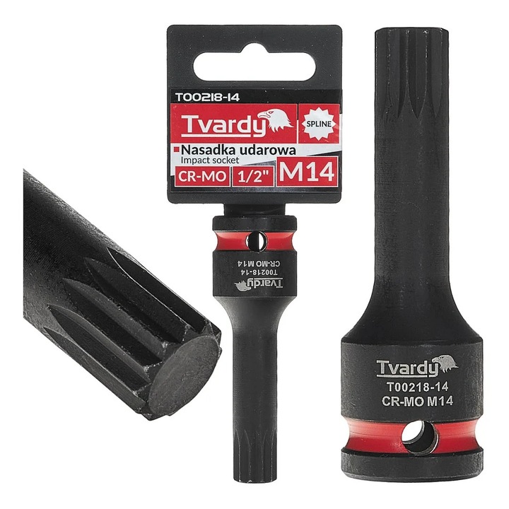 Cheie tubulara de impact SPLINE 1 / 2", M14, Cr-Mo, Tvardy T00218-14