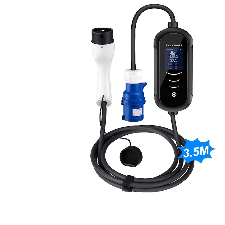 Incarcator electric portabil, 7KW, 3.5m, rezistent la apa si praf, tip TYPE2