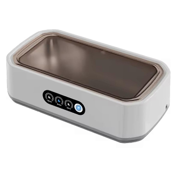 Ultrahangos tisztító gép, 650ml, fehér, ékszerekhez, szemüvegekhez, órákhoz, automata kikapcsolás funkcióval