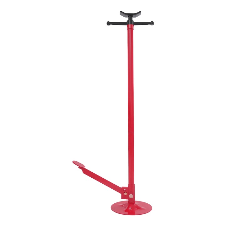 Stativ de sprijin pentru elevator auto, stativ sub elevator, sarcina maxima 0, 75 t, inaltime reglabila 133, 5–200 cm, baza Ø30 cm, tija filetata 75 cm, otel cu cap din cauciuc