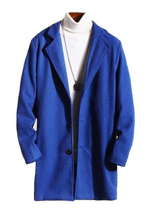 Palton barbati, guler rever, casual, albastru regal, material de inalta calitate, 2XL INTL