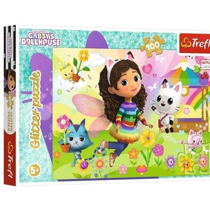 Puzzle 100 darabos Brokát Gabby, Trefl, méret 410x278mm, 5 éves kor feletti gyermekeknek