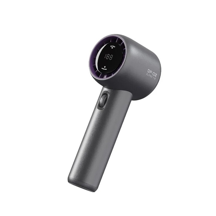 Ventilator portabil cu turbina, 200 niveluri viteza, USB reincarcabil, gri