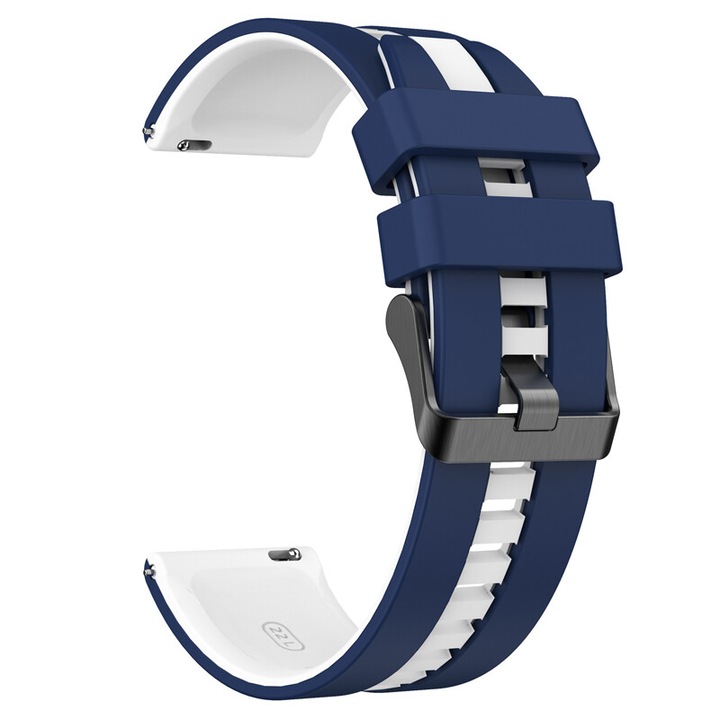 Curea de ceas din silicon 20mm/22mm, set, rezistent la apa, albastru inchis si alb, pentru barbati/femei