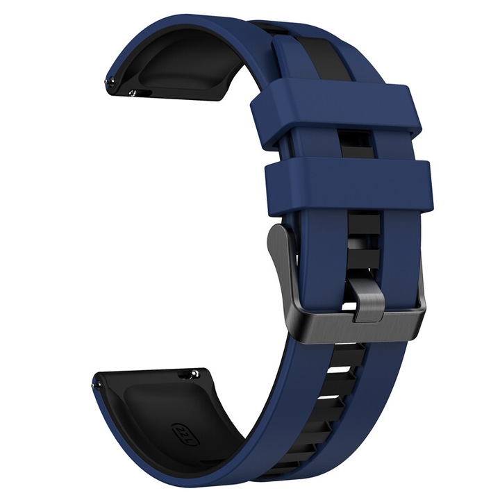Curea de ceas din silicon 20mm/22mm, set, rezistent la apa, albastru inchis/negru, pentru Huawei Watch GT 5/GT 4/GT3/2