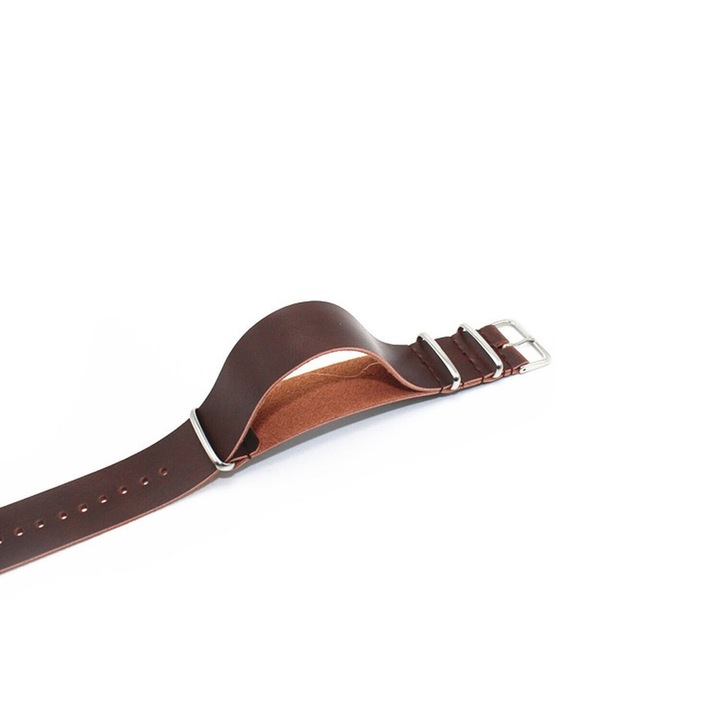 Curea de ceas din piele PU retro 20mm, maro inchis