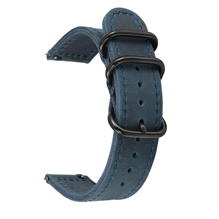 Set curele ceas 22mm din piele naturala, cu catarama neagra, stil vintage, 5 curele cu pini de arc, multicolor