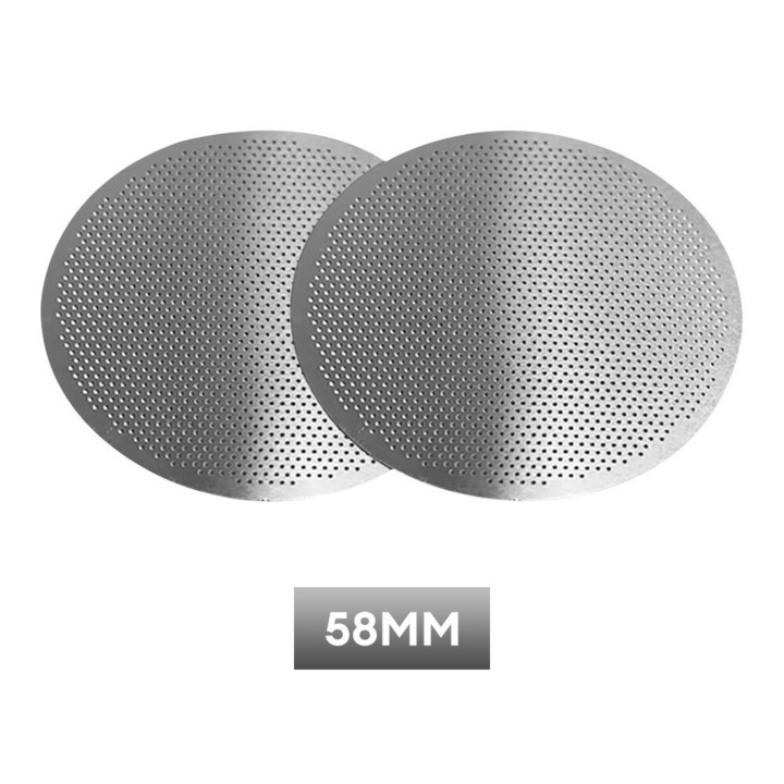 Tava filtranta din otel inoxidabil pentru cafea, set de 2 bucati, 51/53/58mm, argintie