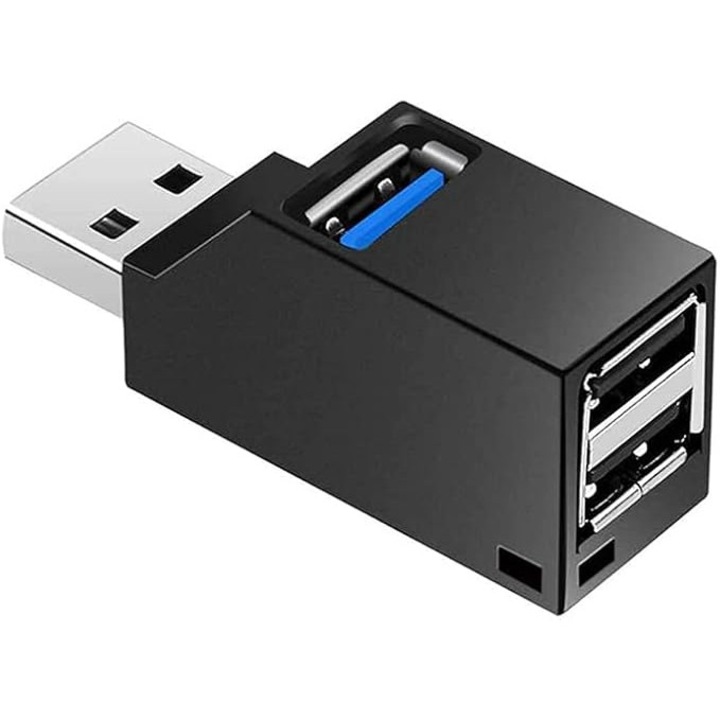 USB 3.0 elosztó 3 porttal, ultrakompakt, gyors adatátvitel, fekete