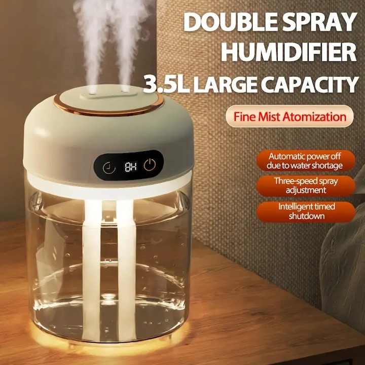 Umidificator Silent Rhythm, capacitate 3L, trei duze de pulverizare, functionare silentioasa, pentru birou si dormitor