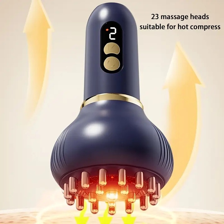 Aparat de masaj electric Gua Sha, masaj meridian, functii de vibratie si terapie cu caldura, portabil, multicolor