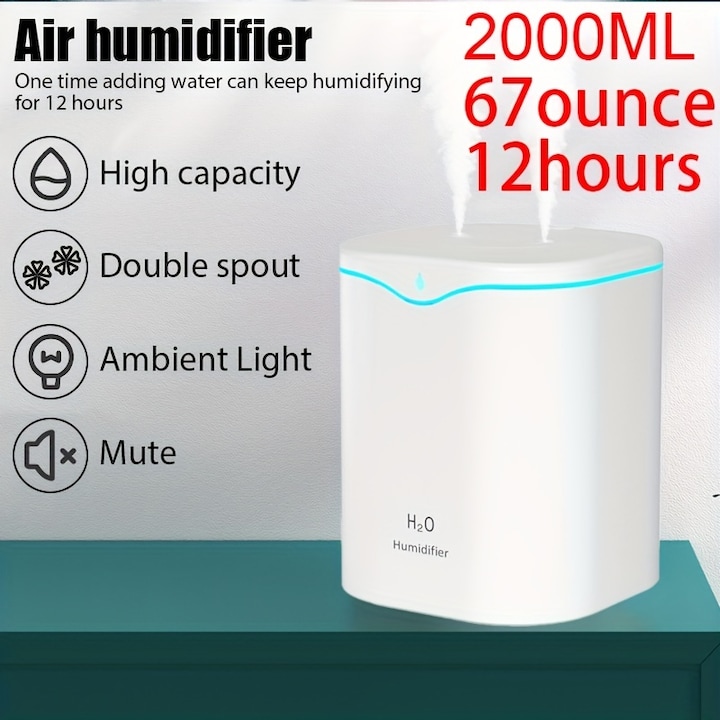 Umidificator ultrasonic cu design crackle, 150ml, 7 culori LED, control prin buton si telecomanda, pentru birou si acasa