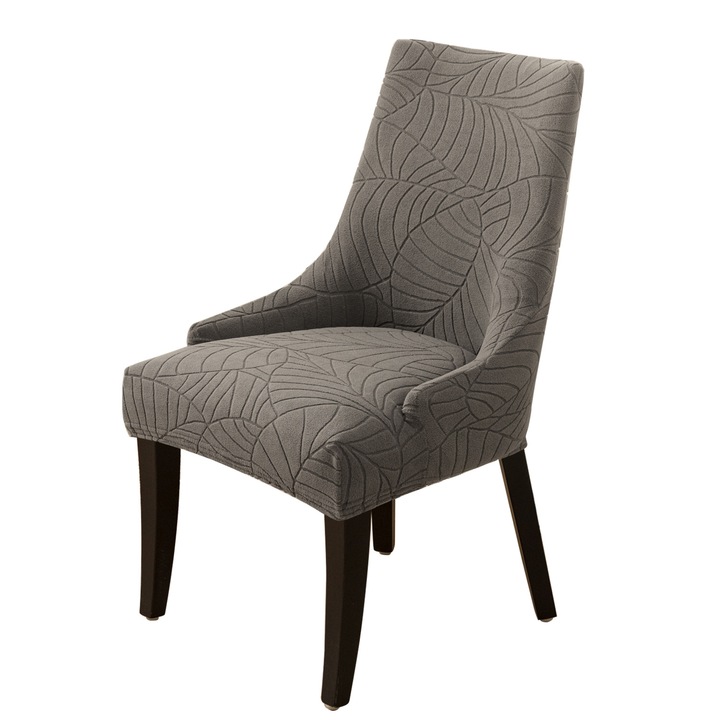 Husa scaun din jacard, gri-maro, forma neregulata, set 1 bucata